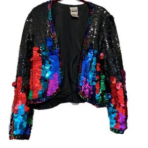 VINTAGE LESLIE FAY Colorful Sequin Jacket